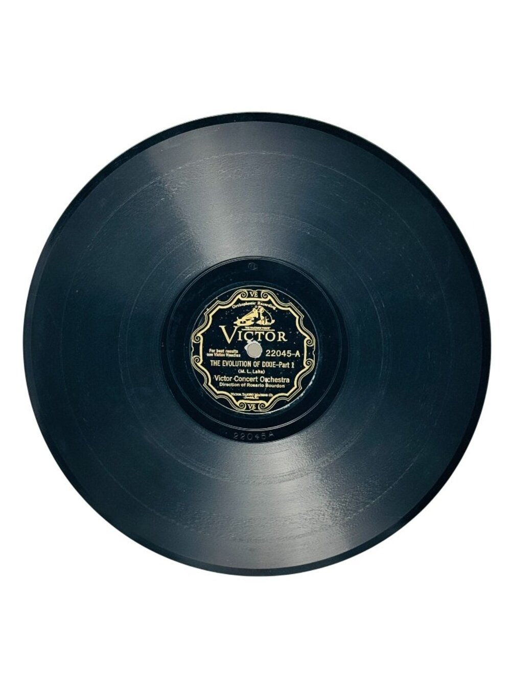 Victor Concert Orchestra Evolution Of Dixie 10 Inch Shellac 78 RPM Victor 22045